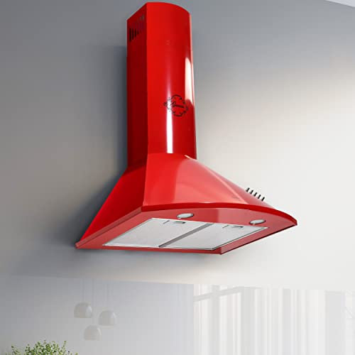 GURARI Campana extractora GCH C 046 RD 6 N, 60 cm, color rojo, muy absorbente 1000 m³/h, 3 niveles, campana extractora, campana extractora, campana extractora, campana extractora