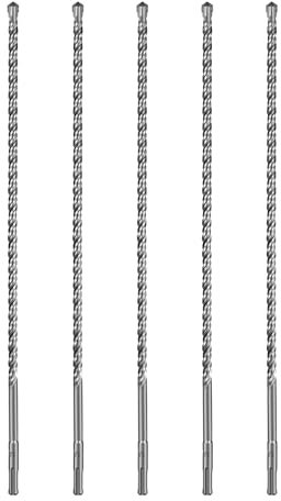 SALI SDS Plus Lot de 5 forets à béton 10 x 460 mm avec 4 pointes en carbure cémenté, accessoires de perçage précis et rapide dans le béton, marteau perforateur pour béton armé, pierre naturelle, mur