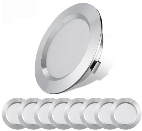 ANYPOWK Lot de 8 lumières LED 12 V pour camping-car, remorque, bateau, Blanc chaud 2800K, 300 lumens, 3 W, basse tension, mini lampe encastrée à intensité variable