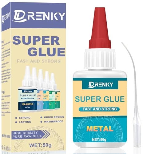 Drenky Colle Pour Métaux 50g Colle Forte Transparente Colle Metal Extra Forte Pour Le Bricolage Et Diverses Restaurations Séchage Immédiat Pour Métal, Aluminium, Cuivre, Plastique, Bois, Etc