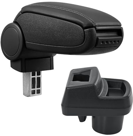 pro.tec Mittelarmlehne passend für Opel Corsa F ab 2019 mit Staufach gepolsterte Armauflage Mittelkonsole Kunstleder Schwarz mit schwarzen Nähten