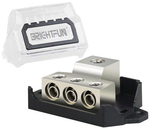 Power Distribution Block, 0 AWG Input / 3X 4 AWG Outputs, Amp Power Ground Distributor, Car Audio Amplifier Splitter, 2 Pack (FK-DB-63)