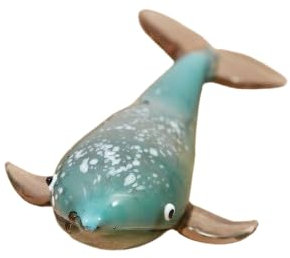 Dekofigur Wal aus Glas, meliert, Blau und Weiß, klein