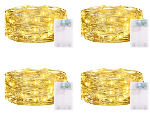 CandLuc Lichterketten Batterie Timer, 3 meter 30 LED Lichterketten Innen Warmweiß Kupferdraht IP65 Wasserdichte Mini Lichterketten für Weihnachten Halloween Zimmer Garten KrüGe Deko DIY