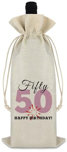 50th Birthday Gifts for Women Men 50th Birthday Bottle Bag 50 Year Old Birthday Wine Bag Gifts for Mum Dad Friend Husband Wife Sister Brother Colleague 50th Birthday Decorations