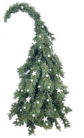 DADEA 40 Cm Albero di Natale con Design a Testa Inclinata, Alberi di Natale con Stelle a Cinque Punte in Legno, Mini Albero di Natale Verde, Piccolo Albero di Natale Decorativo,
