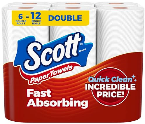 Scott Paper Towels, Choose-A-Sheet, 6 Double Rolls = 12 Regular Rolls (108 Sheets Per Roll)