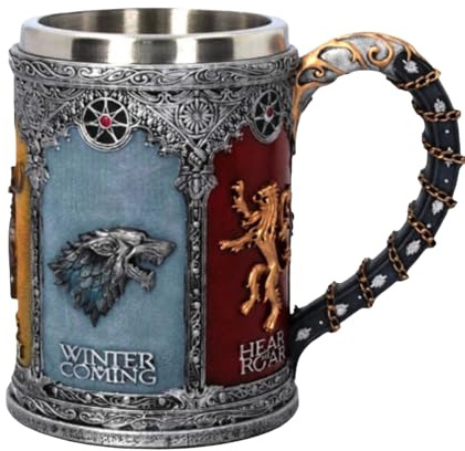 DIOSDMLN Jarras de Cerveza de Juego de Tronos, Tazas de Vino de Acero Inoxidable, Tazas de café de 21 oz para decoración de Fiestas temáticas coleccionables
