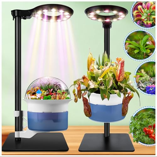 Large Venus Fly Trap Terrarium Pot with Plant Grow Light,Timer&Metal Stand