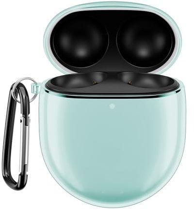kwmobile Earphones Case Compatible with Google Pixel Buds Pro 2 - Crystal TPU Two-Part Earbuds Case - Green/Transparent
