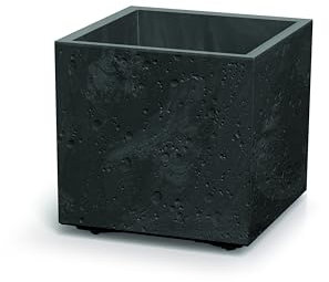 Tymar Pot de fleurs grand extérieur, carré, jardinière pour l'extérieur - XXL (béton noir, 40 x 40 x 40 cm (H x l)