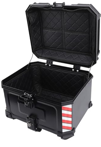 Akozon Wasserdichtes 45-Liter-Motorrad-Topcase mit Sicherem Verschluss, Universelle Passform, Schwarz