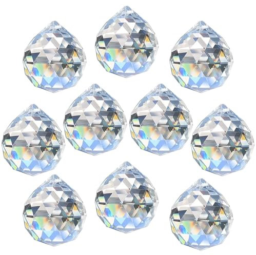 Kristalle zum Aufhängen, 10 Stück Sonnenfänger Kristall, 30mm Prisma Kristall, Regenbogen Kristalle für Kronleuchter Anhänger, Fenster, Garten, Hochzeit Dekor