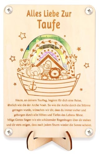 HOWAF Geldgeschenk Taufe aus Holz - Geldgeschenke Taufe Geldgeschenke Verpackung Taufe Geschenk Geld Taufe, Geldgeschenke zur Taufe Karte, Taufgeschenk Taufe Geschenke für Mädchen Junge