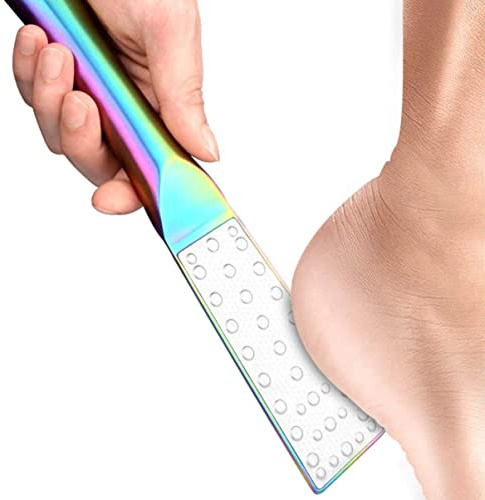 FRCOLOR Fußraspel Handliche und Tragbare für Professionelle und Private Fußpflege Doppelseitige aus Edelstahl zur Hornhautentfernung Hornhautraspel für Füße Geeignet für Männer und Frauen