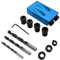 15 Degree Pocket Hole Jig Kit - Woodwork Guides Joint Angle Tool with HSS Drill Bit & Depth Setting Collar, Drill Bits Dowel Jig Punch Adjuster Kit for Angle Drilling Holes Carpenters Craft (Blue)
