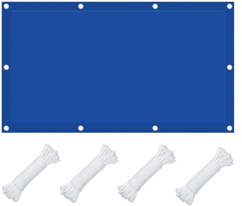 Dombrage Imperméable Rectangulaire 2.9 x 3.6 m Polyester Anti-Déchirure Pare Soleil Terrasse avec Oeillets Cordons pour La Couverture Végétale Serre Pergola, Bleu Foncé