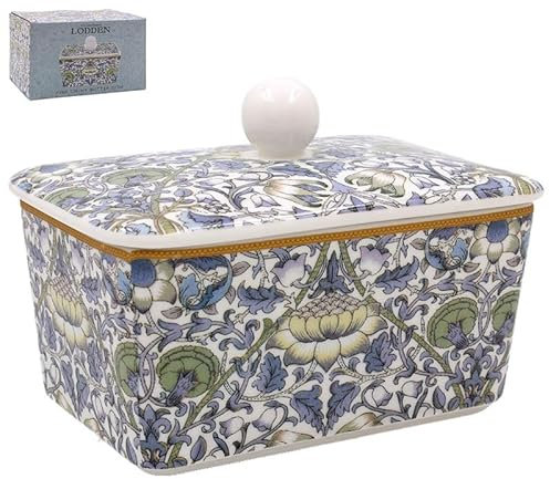 The Leonardo Collection Lodden Butter Dish by William Morris | Decorative Porcelain Butter Keeper with Lid | Arts and Crafts Floral Design | Elegant Tableware Gift | Classic British Kitchen Accessory