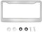 Nummernschildrahmenabdeckung aus Aluminiumlegierung, 2 Löcher for den Nummernschildhalter vorne und hinten, mit Schraubenkappen, silberfarben(Silver)