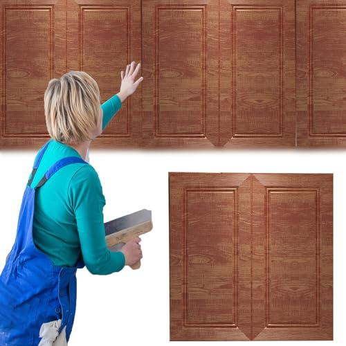 Minglez Deckenfliesen Selbstklebende 3D-Deckentapete für Innenwände, Wohnzimmer/Schlafzimmer/Küchendeckenpaneele, 5 mm Dick, Abgehängte Deckenplatten, 700 x 700 mm(Brown,15 Pack)