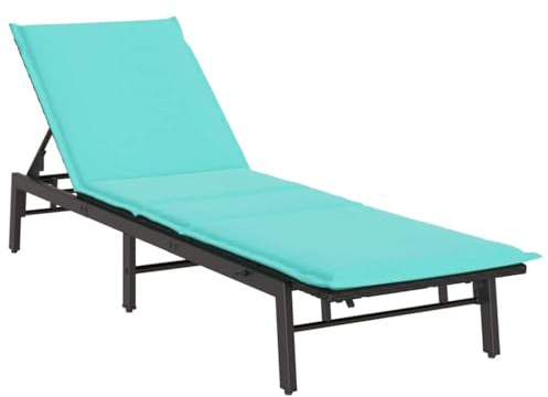 vidaXL Sonnenliege mit Auflage Schwarz Poly-Rattan, Gartenliege, Strandliege, Tagesbett, Relaxliege, Sonnenbett, Chaiselongue, Lounge Bett, Gartenbett
