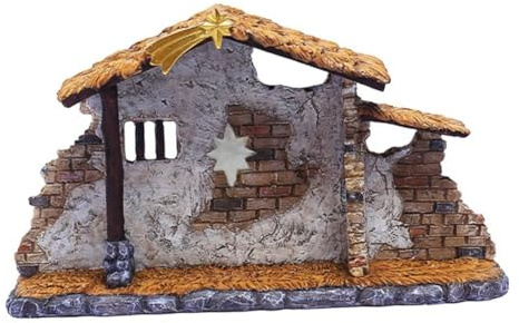 Bosiyrggrl Traditional Christmas Shed Christmas Shed Decoration Religious Statue Decoration Resin Crafts