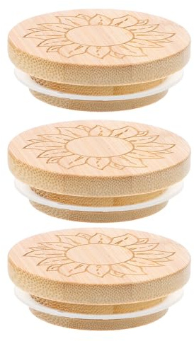 3 Stück Glasdeckel mit Sonnenblumenmuster für Gläser | Abdichten und Aufbewahren, Passend für Joghurt und Einmachgläser, Schlichtes Design
