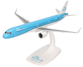 Herpa Snap-Fit Modellflugzeug KLM Airbus A321neo, Miniatur im Maßstab 1:200, Sammlerstück, Modell mit Standfuß, Kunststoff, Weiß