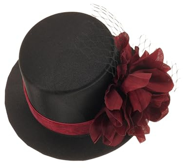 DOITOOL Vintage Kleiner Zylinderhut Haarspange mit Blumen und Schleier Leichter Fascinator Hutclip für Mädchen und Frauen Kopfschmuck für Hochzeiten Teepartys und Festliche Anlässe