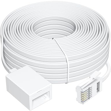 RENGOGA 10M BT Telephone Extension Cable, 6-Pin Straight Through Male to Female Phone Line Cord, Compatible with UK Landline, Fax and Modem, Suitable for Home & Office Use