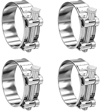 4PCS Heavy Duty T-Bolt Hose Clamps, Adjustable 64-67mm, 304 Stainless Steel Pipe Clips, High Pressure Exhaust Clamps for Automotive, Plumbing & Industrial Use