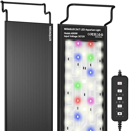NEOAQLUX 24/7 LED Aquarium Light for 77-90cm Plant & Fish Tank, 12-Color & Gradient & Full Spectrum with Auto On/Off IP68, Brightness, Sunrise-Daylight-Moonlight, Extendable Brackets for Freshwater