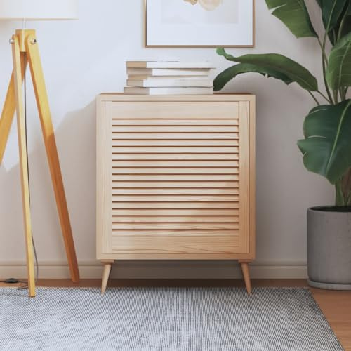 Runheo Puerta de armario con diseño de láminas de madera de pino maciza, 61,5 x 59,4 cm, puerta de muebles de repuesto para cocina, baño, dormitorio, puerta corredera frontal, puerta giratoria