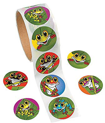 Fun Express Frog Stickers - 100 Piece Roll