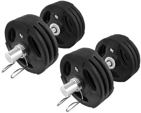 Oly. Gummi-Gripper Kurzhantel-Set 70Kg (2 x Oly. Kurzhantelstange 51cm, 12x5Kg Hantelscheiben) Hantelset Hanteln