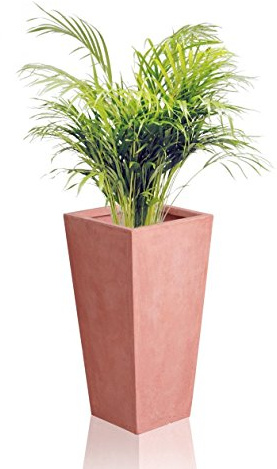 Primrose Large Garden Outdoor Fibrecotta Terracotta Tall Flared Square Planter H65cm x W32cm x D32cm (25.5in x 12.5in x 12.5in)