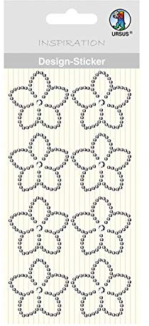 Ursus 75070025 - Design Sticker, Blume, silber, 8 Stück, selbstklebend, einfach von der Folie abzuziehen, ideal geeignet für Scrapbooking, Kartengestaltung und zur Dekoration