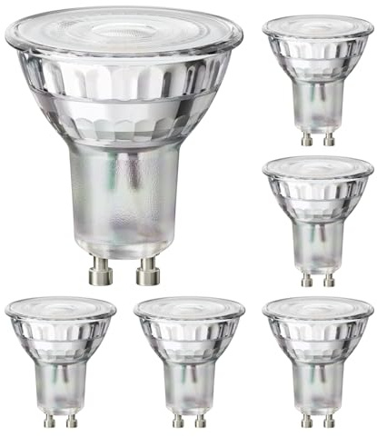 ledscom.de 6x GU10 LED Leuchtmittel, PAR16, weiß (4000 K), 5,3 W, 504lm, 44°, Reflektorspiegel (silber)