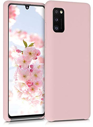 kwmobile Handyhülle für Samsung Galaxy A41 Hülle - Case Silikon - Kabelloses Laden - Schutzhülle Cover in Altrosa matt