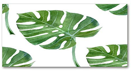 Tulup Glas-Bild Wandbild aus Glas - Wandkunst - Wandbild hinter gehärtetem Sicherheitsglas - Dekorative Wand für Küche & Wohnzimmer 120x60 - Blumen & Pflanzen - Monstera - Grün