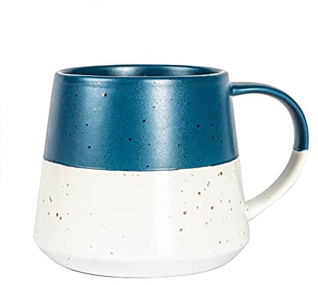 Nicola Spring Ceramic Coffee Mug - 370ml - Navy Dipped Flecked Stoneware Coffee Cups Dishwasher & Microwave Safe Large Tea Mugs for Hot Drinks, Hot Chocolate, Tea