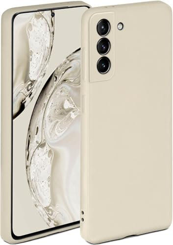 ONEFLOW Soft Case für Samsung Galaxy S21 Hülle aus Silikon mit Kameraschutz, Silikonhülle mit erhöhtem Schutz fürs Display, Backcover Schutzhülle, weiche Handyhülle, Creme