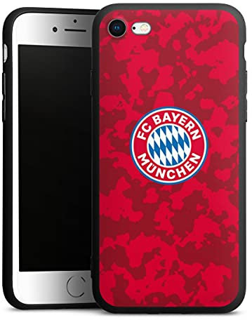 Premium Silikon Hülle kompatibel mit Apple iPhone 8 Handyhülle schwarz Case FC Bayern München Camouflage FCB