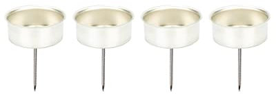NaDeco Adventskranzstecker für Teelichter, 4 STK., Ø 40mm, Gold oder Silber Teelichtstecker Adventsstecker Kerzenhalter Kerzenteller Adventskranzhalter mit Dorn Teelichthalter, Farbe:Silber