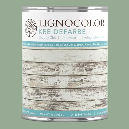 Lignocolor Kreidefarbe Shabby Chic Lack Landhaus Stil Vintage Look Chalky 1kg (Old Green 248)