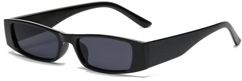 Sonnenbrille für Damen und Herren, Retro-Stil, kleiner Rahmen, trendig, rechteckig, Schwarz