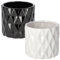 KOTARBAU® Lot de 2 pots de fleurs en céramique émaillée Blanc/noir Forme cylindrique