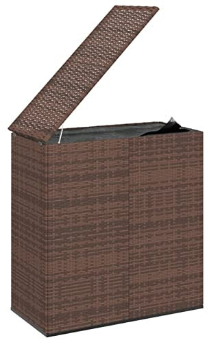 Gecheer Garten Aufbewahrungsbox Kissenbox Auflagenbox Kissentruhe Gartenbox mit Hubautomatik & Innenplane PE Rattan 100x49x103,5 cm Braun