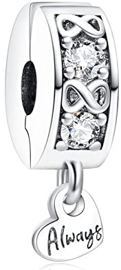 Annmors Charm Family Always Pavé Clip Charm Anhänger 925 Sterling Silber Pendant Bead with Cubic Zirconioa für Chamilia und europäische Armbänder und Halskette