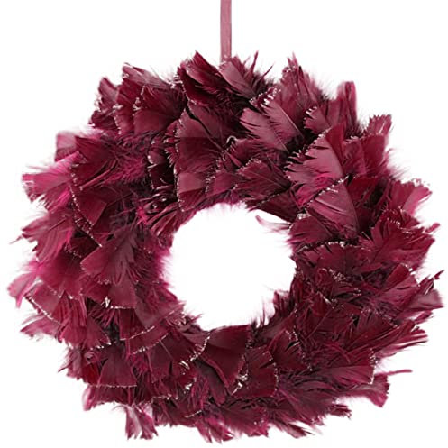 AMDesign Zierschmuck Kranz Federn 38cm Dunkelrot